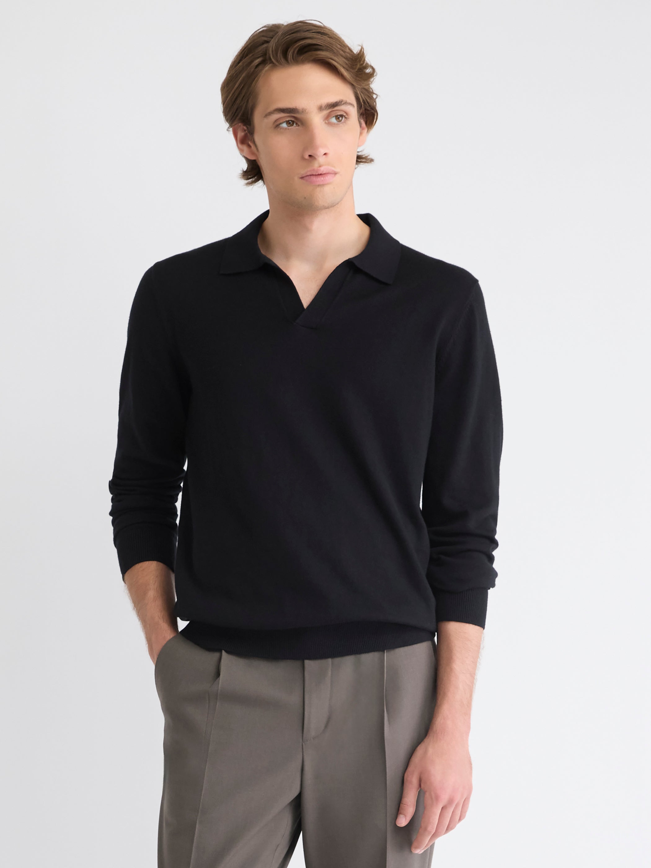 Long-Sleeve Sweater with Johnny Collar | RW&CO.
