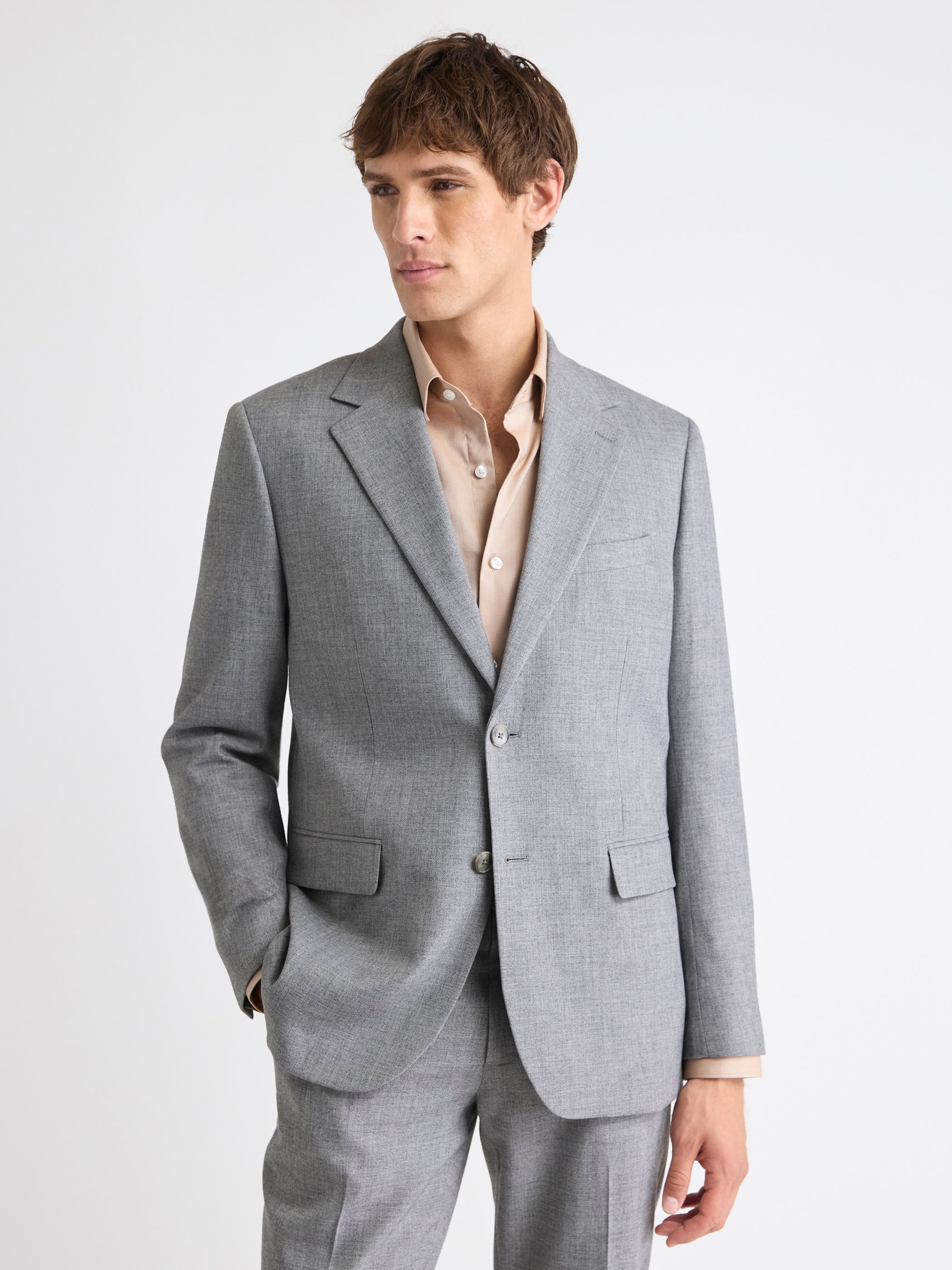 Tailored-Fit Grey Hopsack Suit Blazer | RW&CO.