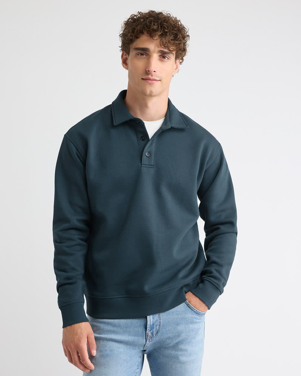 Fleece Long-Sleeve Polo | RW&CO.