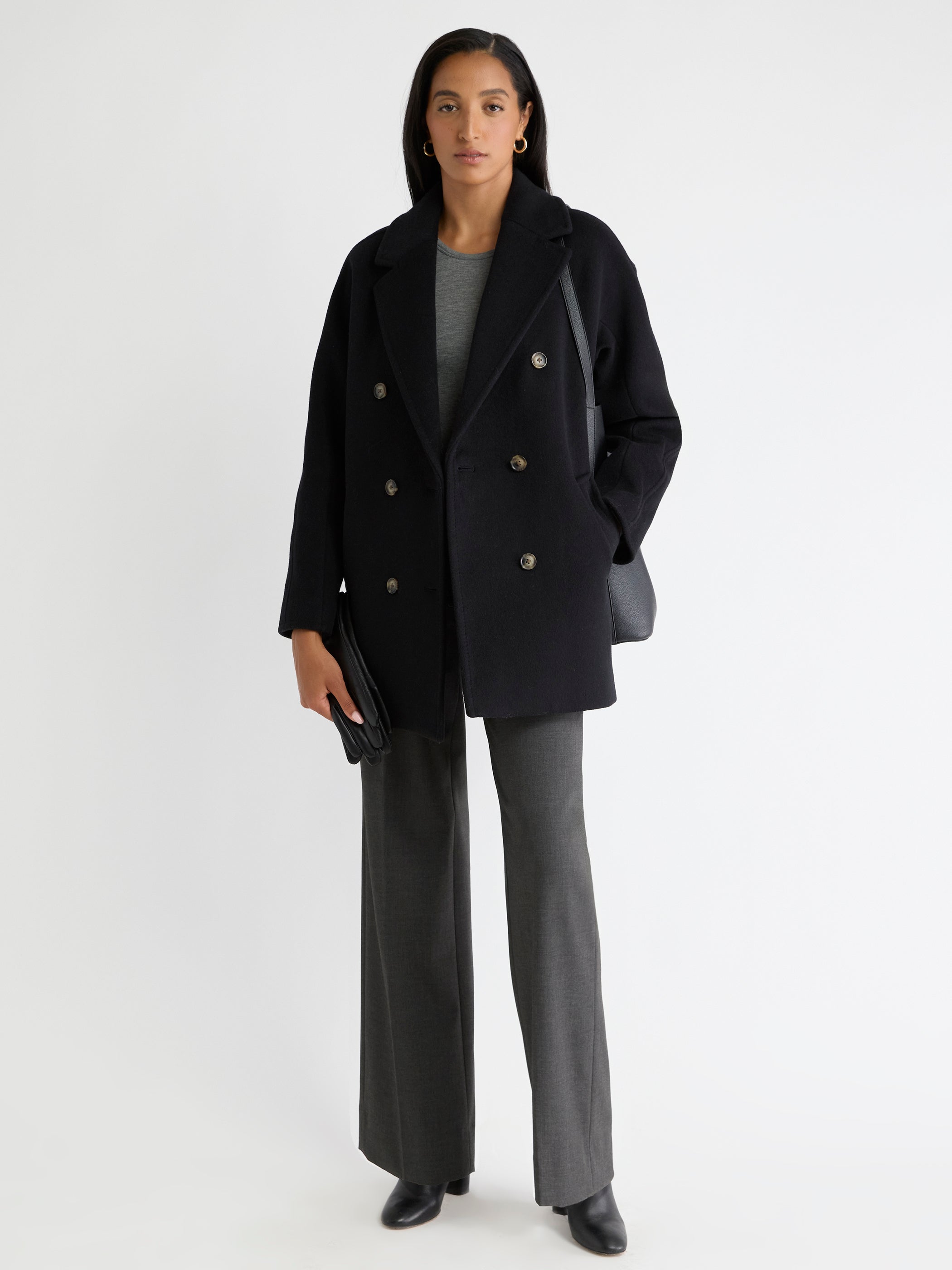 Melton Wool-Blend Double-Breasted Peacoat | RW&CO.