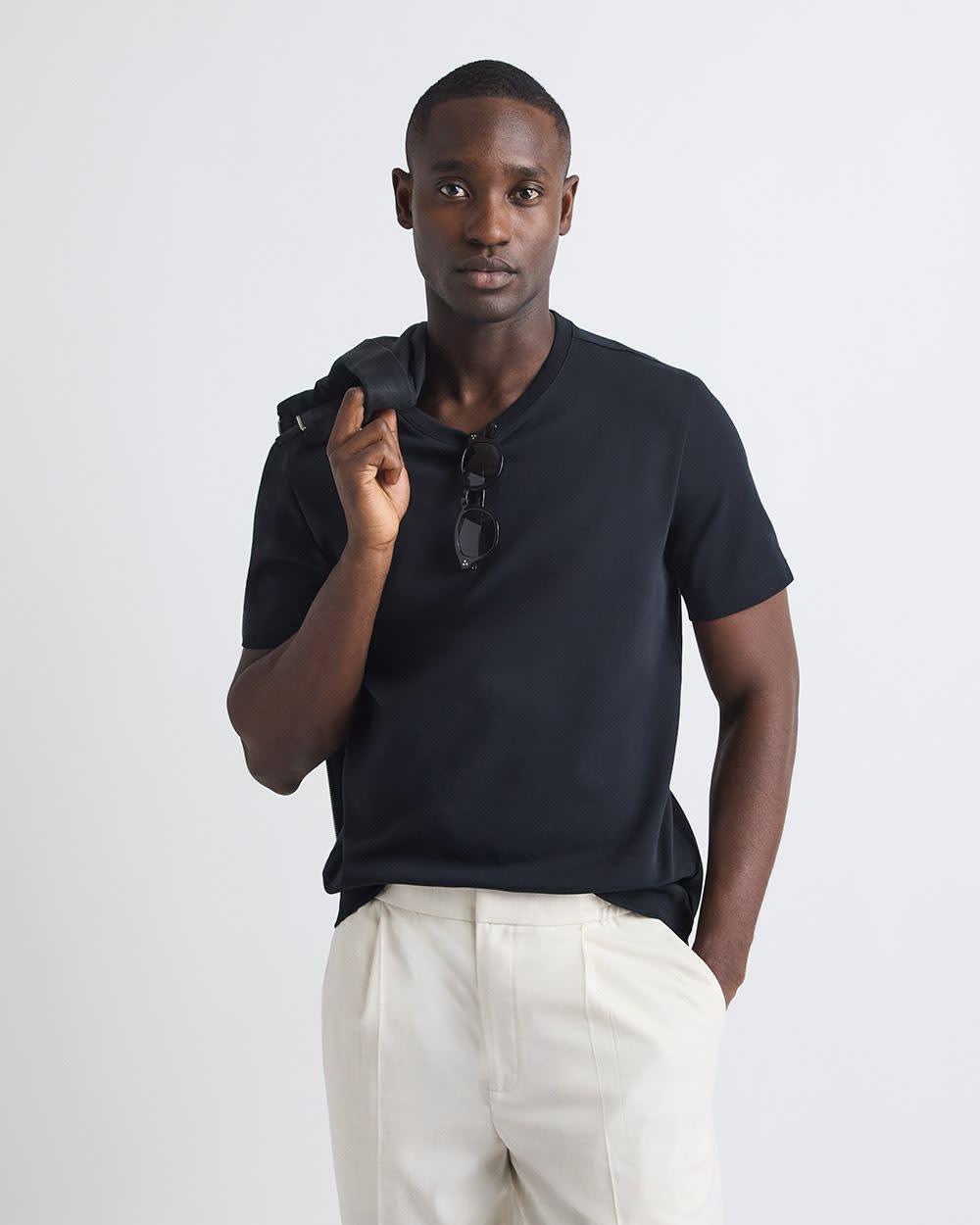 Refined Solid Interlock Cotton Crew-Neck Tee | RW&CO.