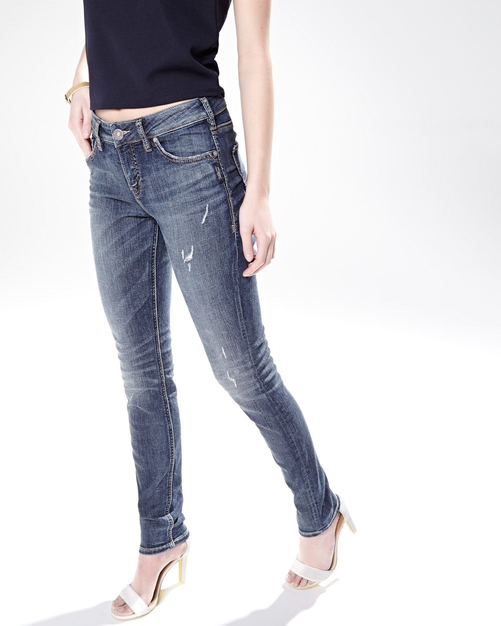 Silver jeans (TM) - Aiko high waist skinny jeans in medium blue ...