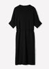 3/4-Sleeve Mock-Neck Belted Midi Dress
