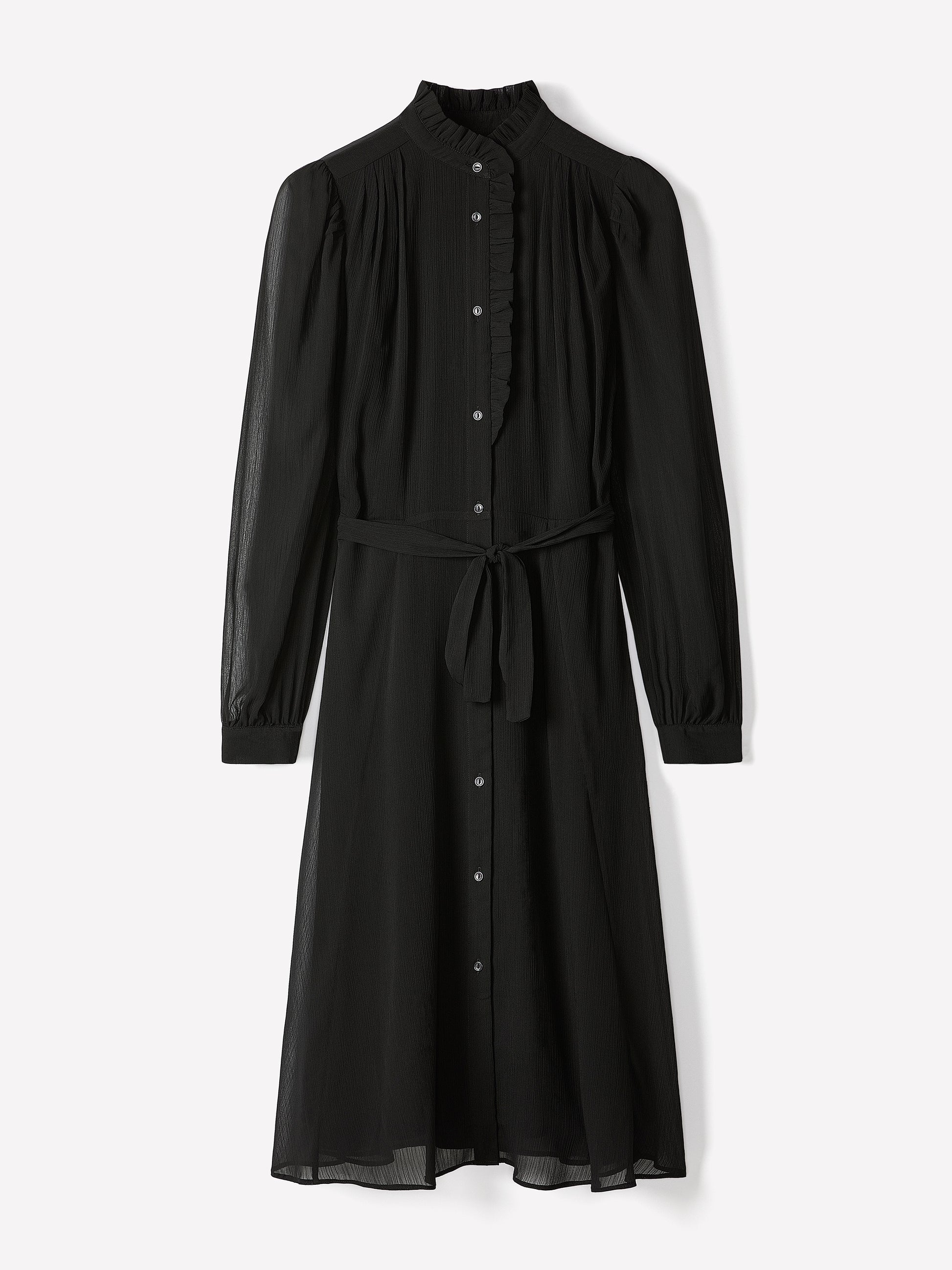 Long-Sleeve Mock-Neck Buttoned-Down Midi Dress