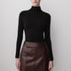 Knit Pullover Fitted Stretch Viscose Mock Neck