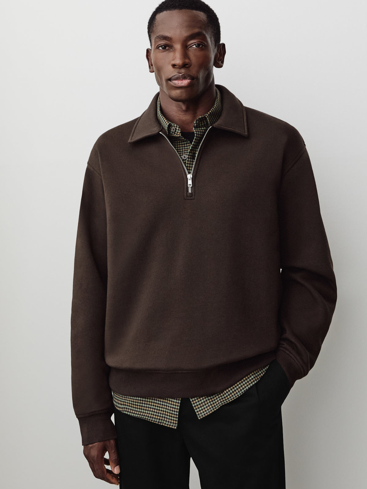 Long-Sleeve Half-Zip Polo Sweater