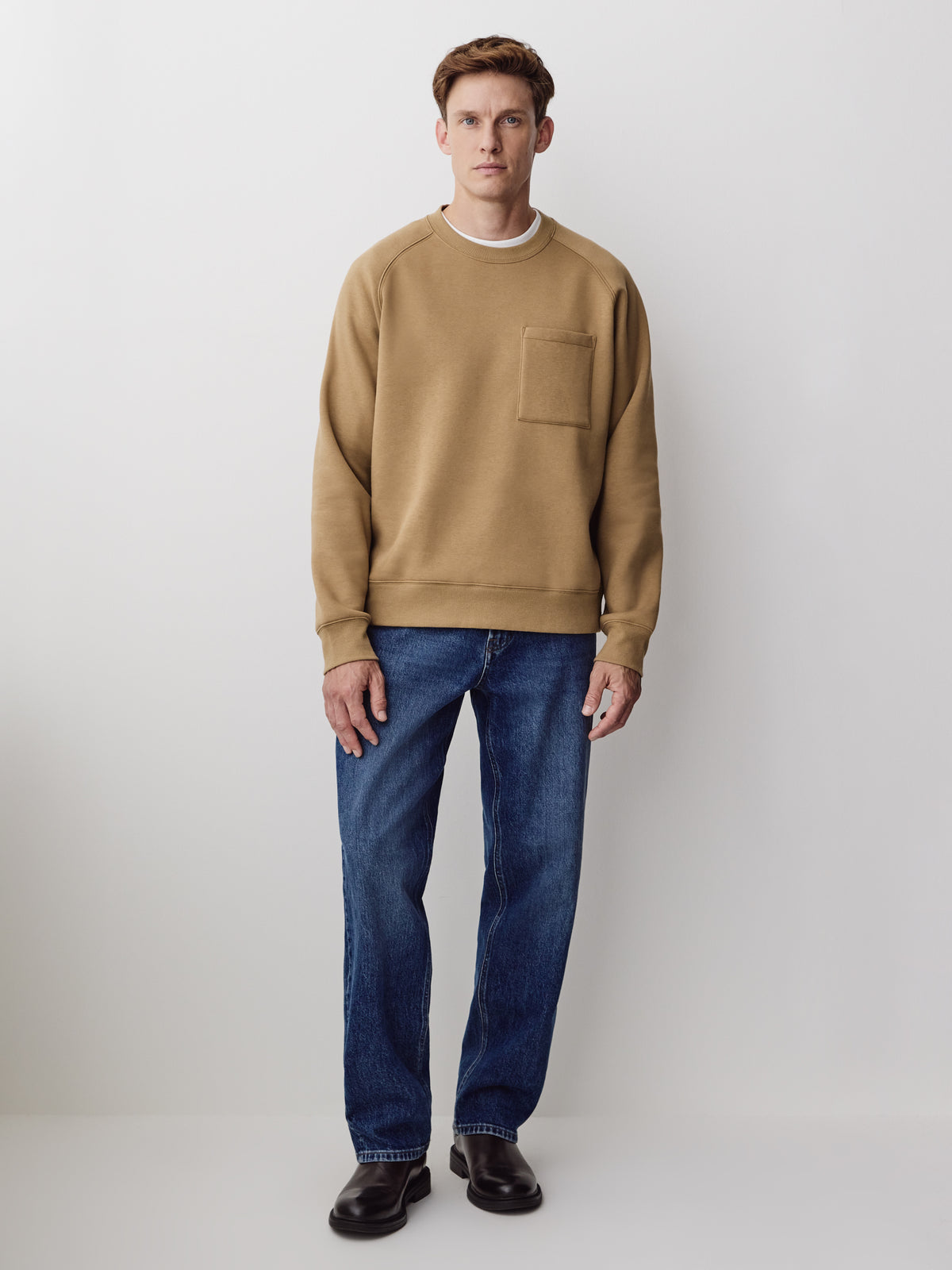 Knit Fleece Pullover Raglan Crew Neck