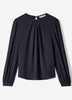 Woven Popover Blouse, Luxe Crepe, Long Sleeve
