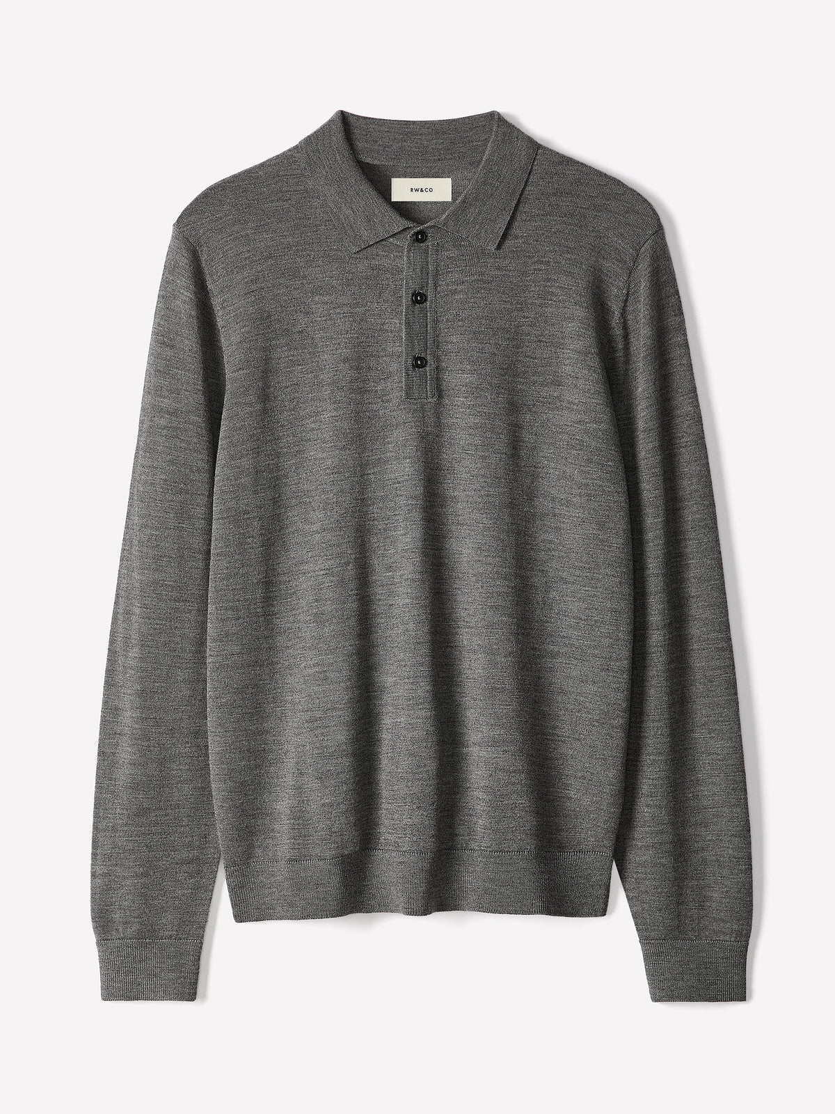 Merino-Wool Long-Sleeve Polo Sweater