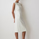 Sleeveless Woven Dress with Cow Neck, Polyester Blend