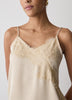 Sleeveless V-Neck Satin Blouse with Lace Trim