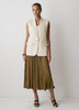 Long Sleeveless Twill Vest