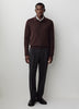 Merino-Wool Long-Sleeve Polo Sweater