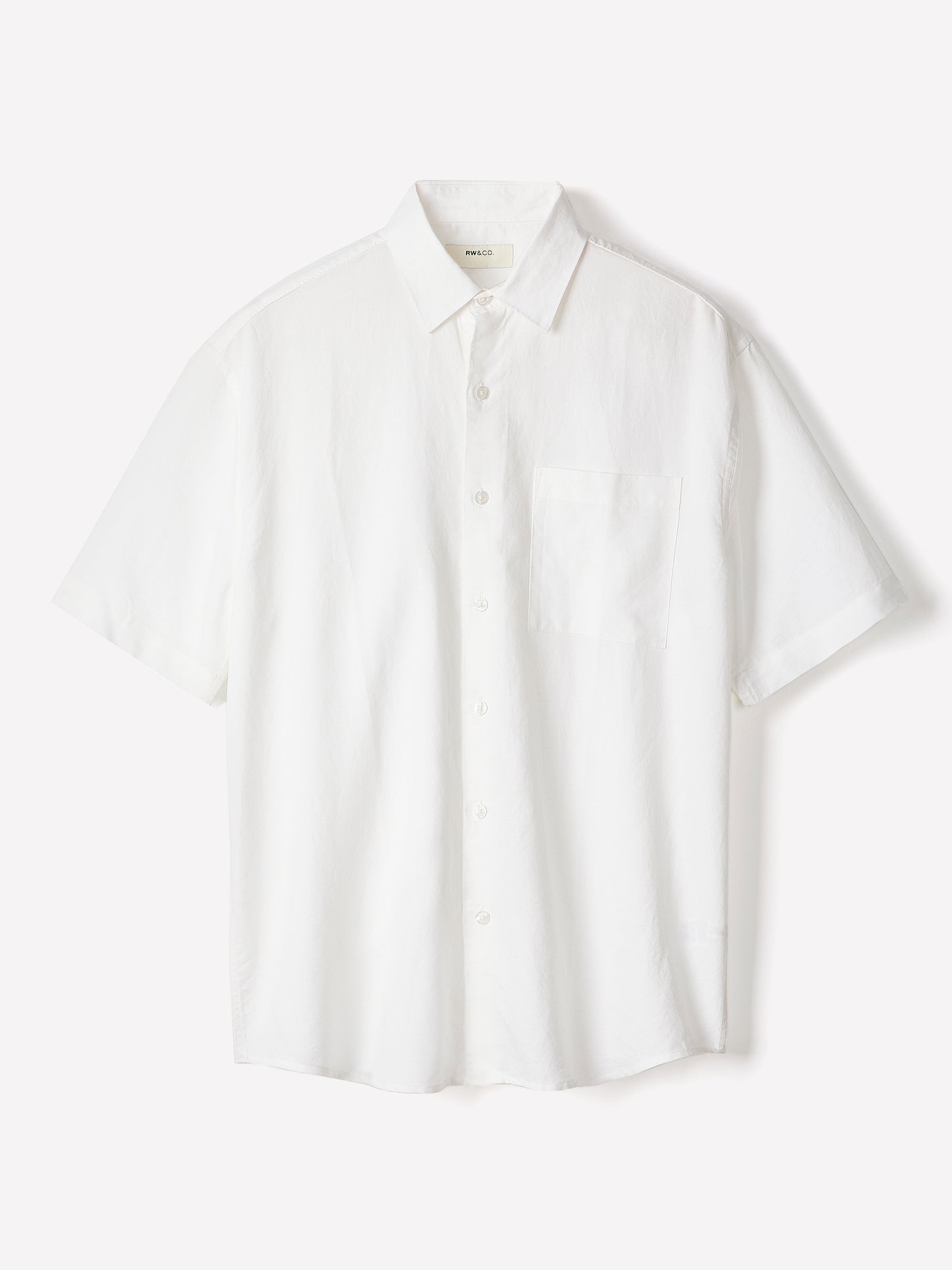 Mens Woven Linen Blend Shirt Regular Fit Short Sleeve