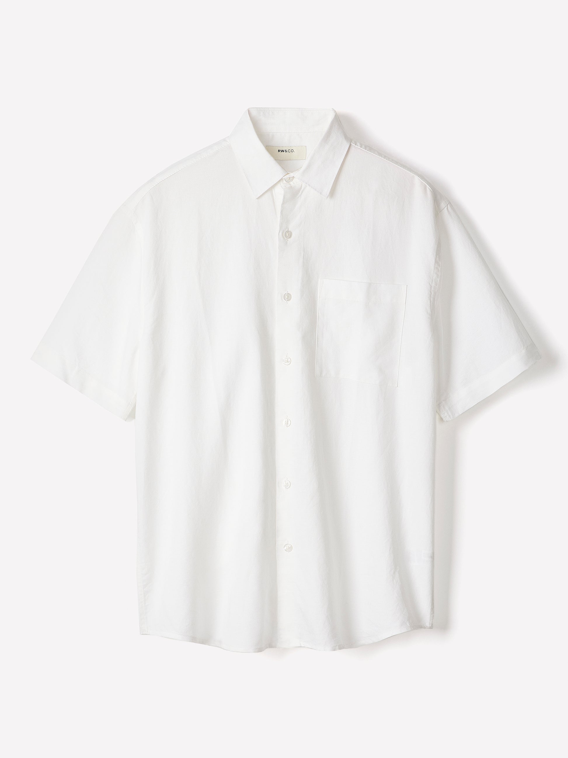 Mens Woven Linen Blend Shirt Regular Fit Short Sleeve