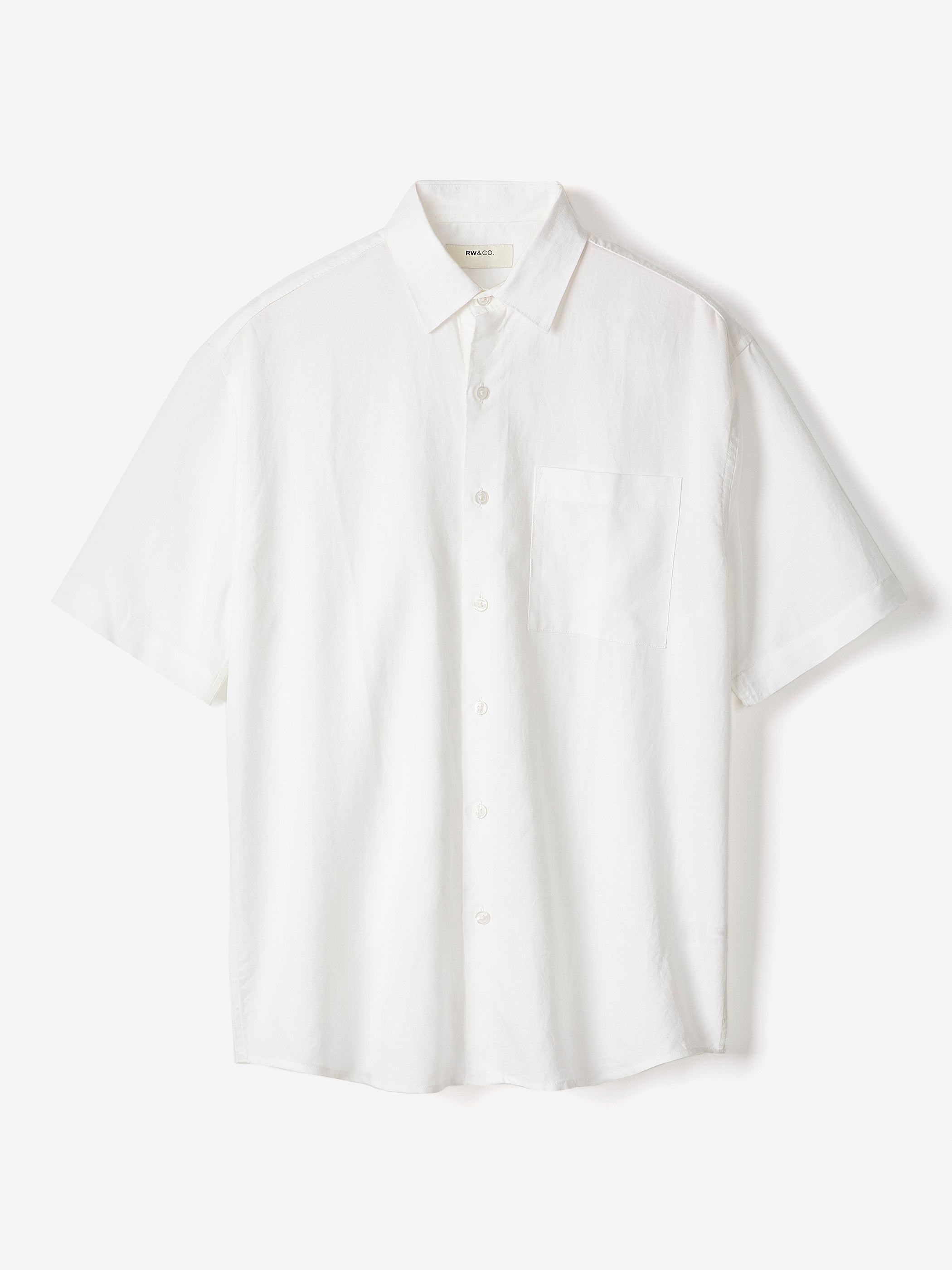 Mens Woven Linen Blend Shirt Regular Fit Short Sleeve