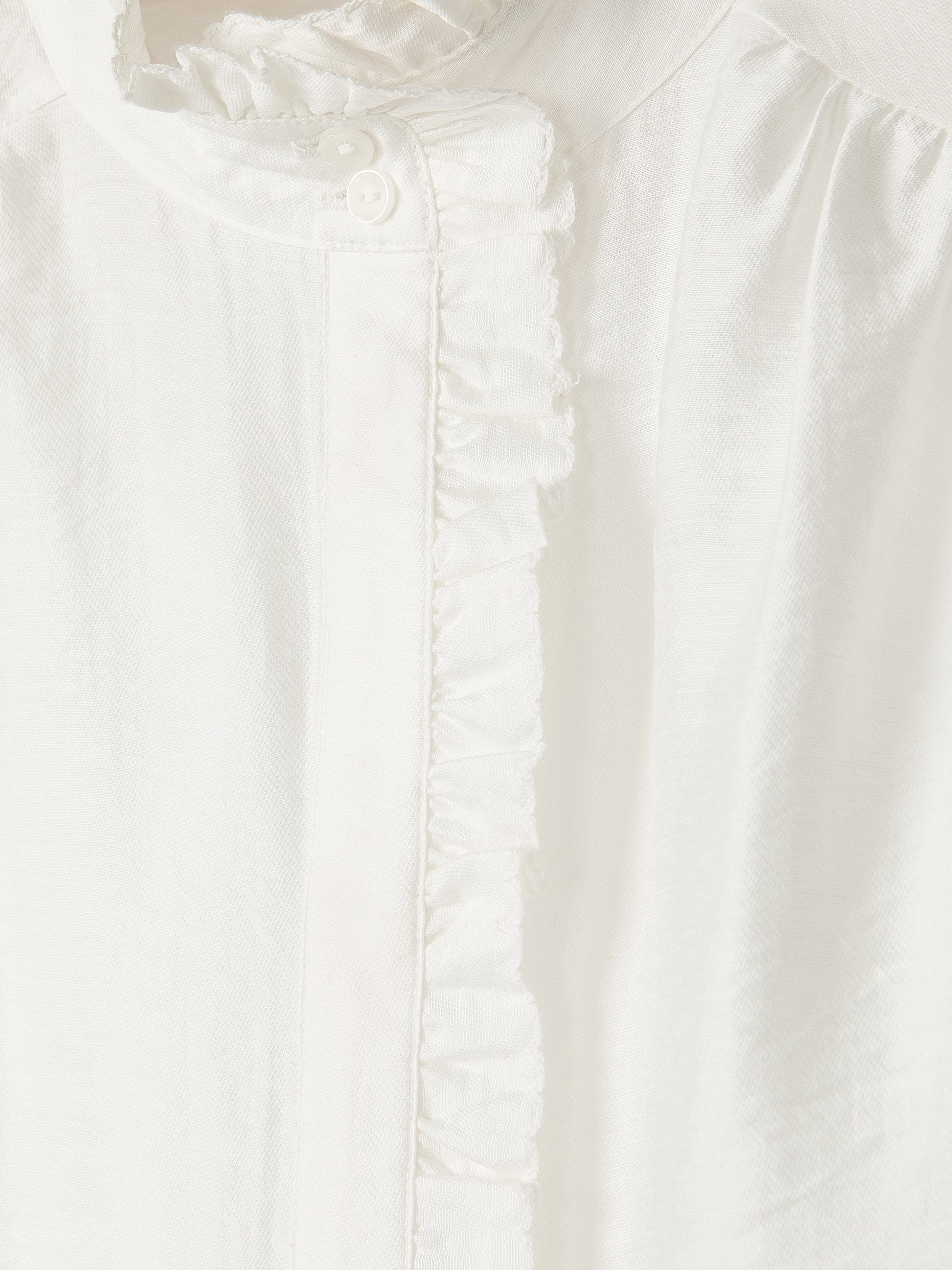 Long-Sleeve Crew-Neck Blouse with Ruffles