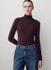 Knit Pullover Fitted Stretch Viscose Mock Neck
