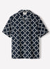 Short-Sleeve Camp-Collar Shirt with Geo Print