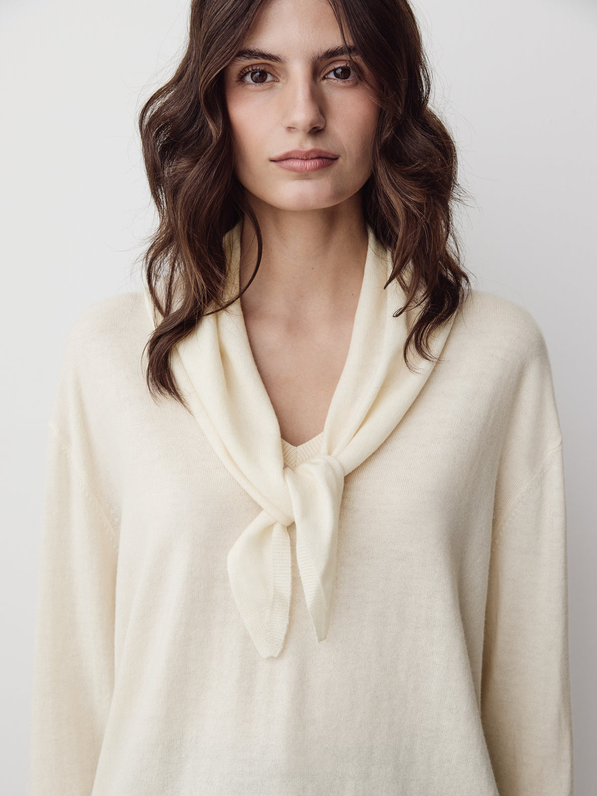 Knit Scarf Mercerized Merino Wool Triangle Neckerchief