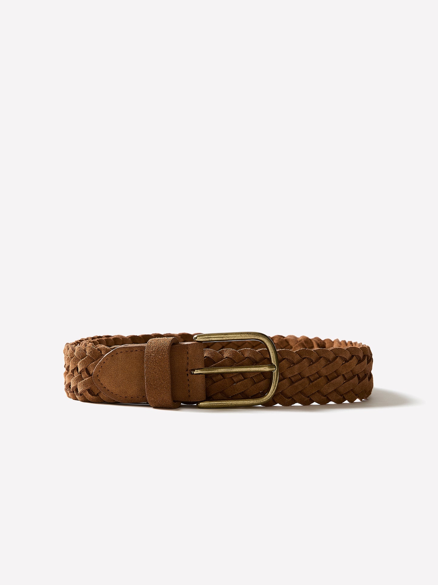 Men's Braided Genuine Suede Belt, 35mm Width
