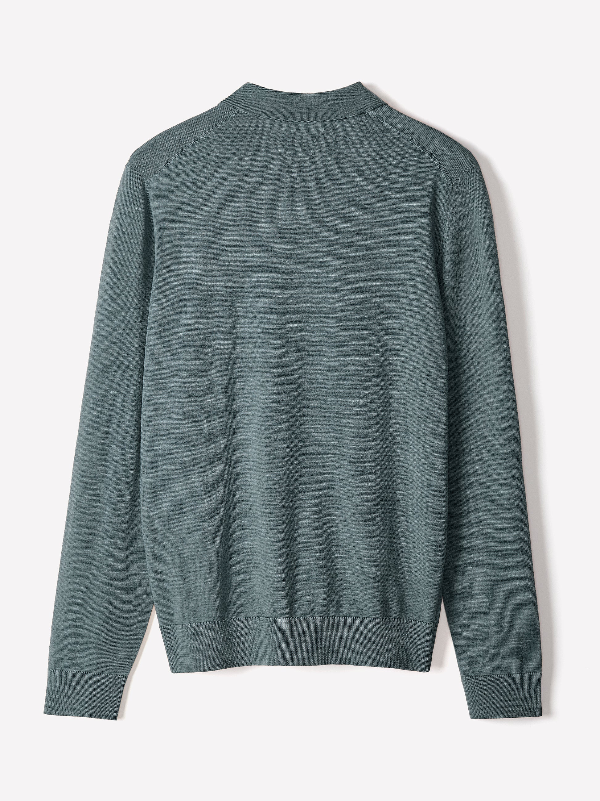 Merino Wool Knit Polo Sweater Long Sleeve