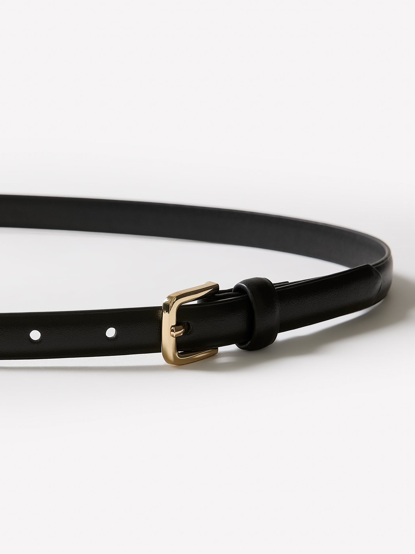 Slim Leather Belt with Square Buckle