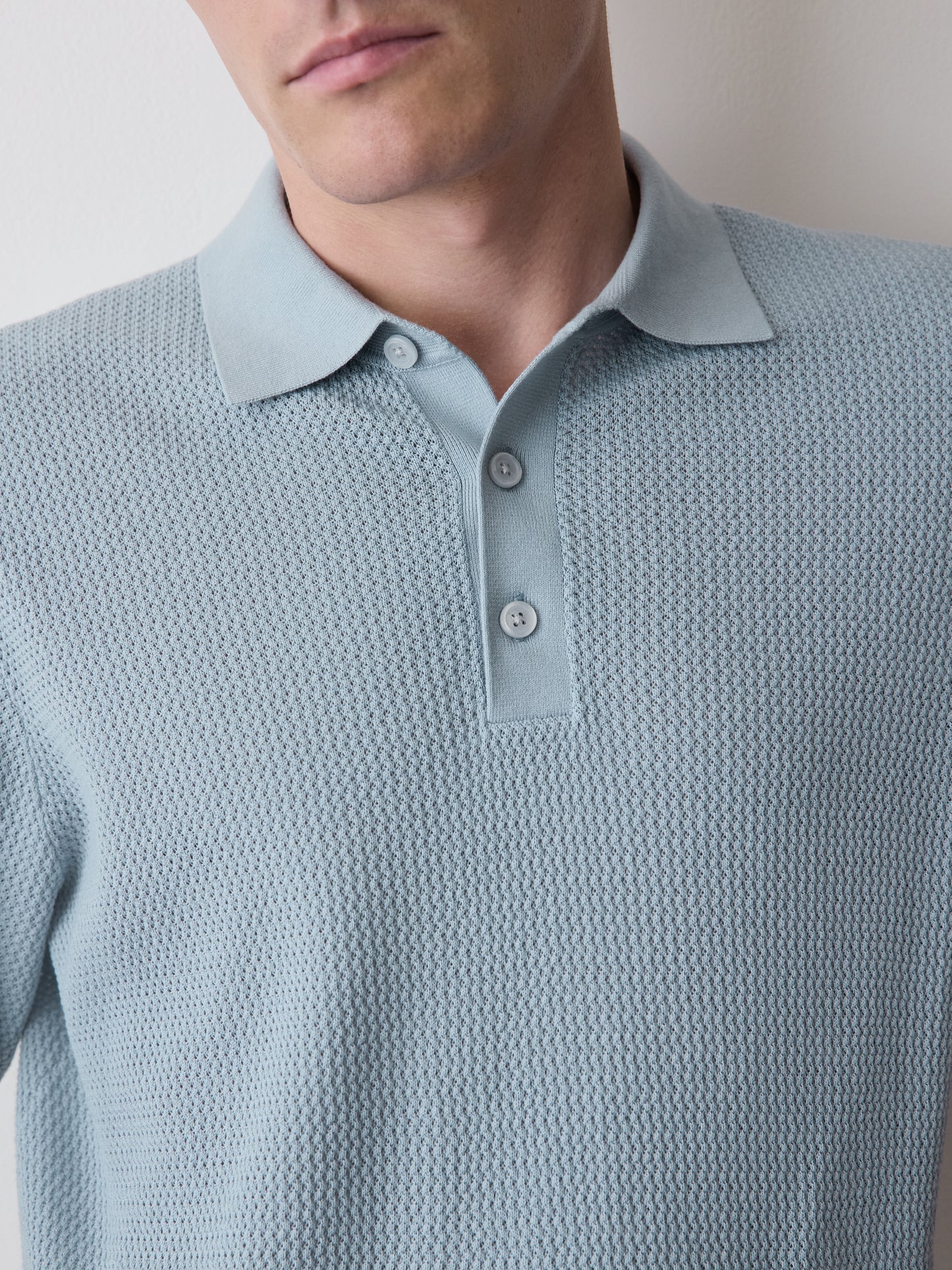Textured Short-Sleeve Polo Sweater