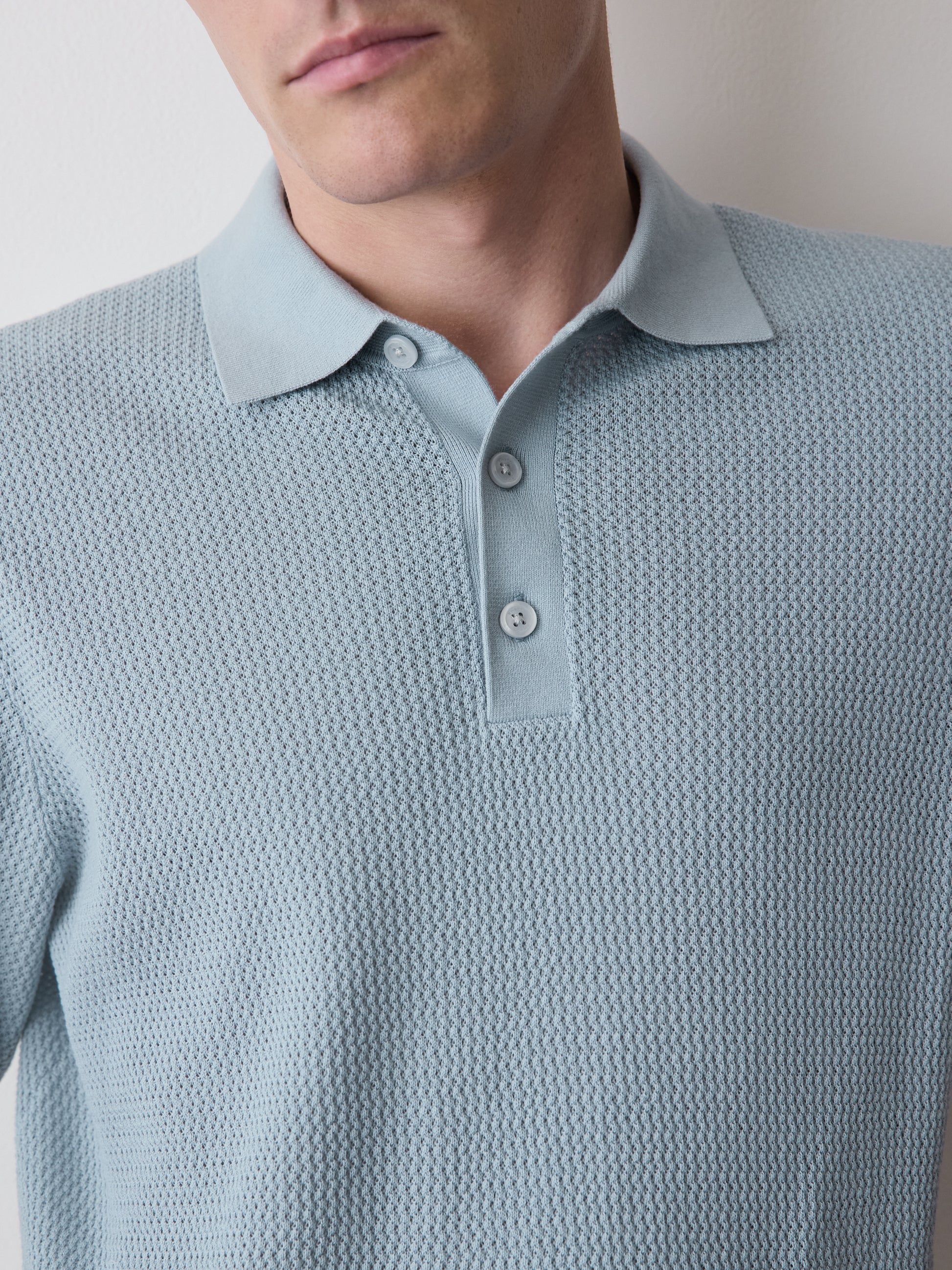 Textured Short-Sleeve Polo Sweater