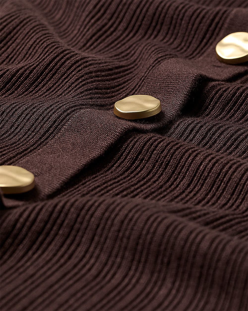 Cardigan Côtelé à Manches Évasées et Col Rond