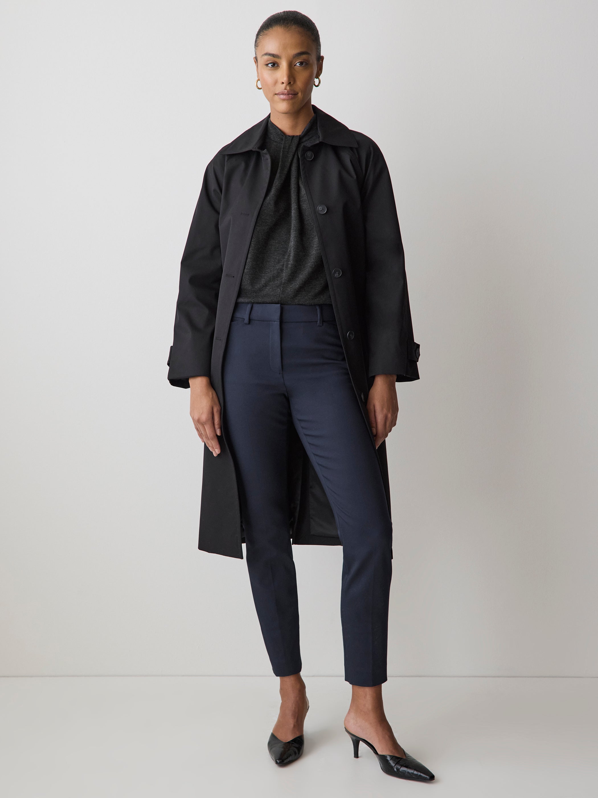 Haut à Manches Très Courtes à Col Montant Drapé à Détail Croisé