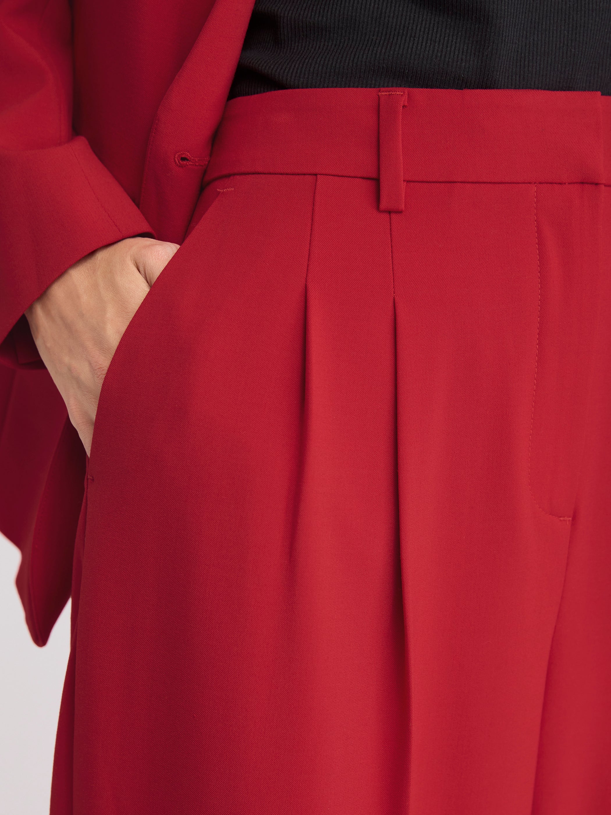 Red Wide-Leg High-Rise Pant