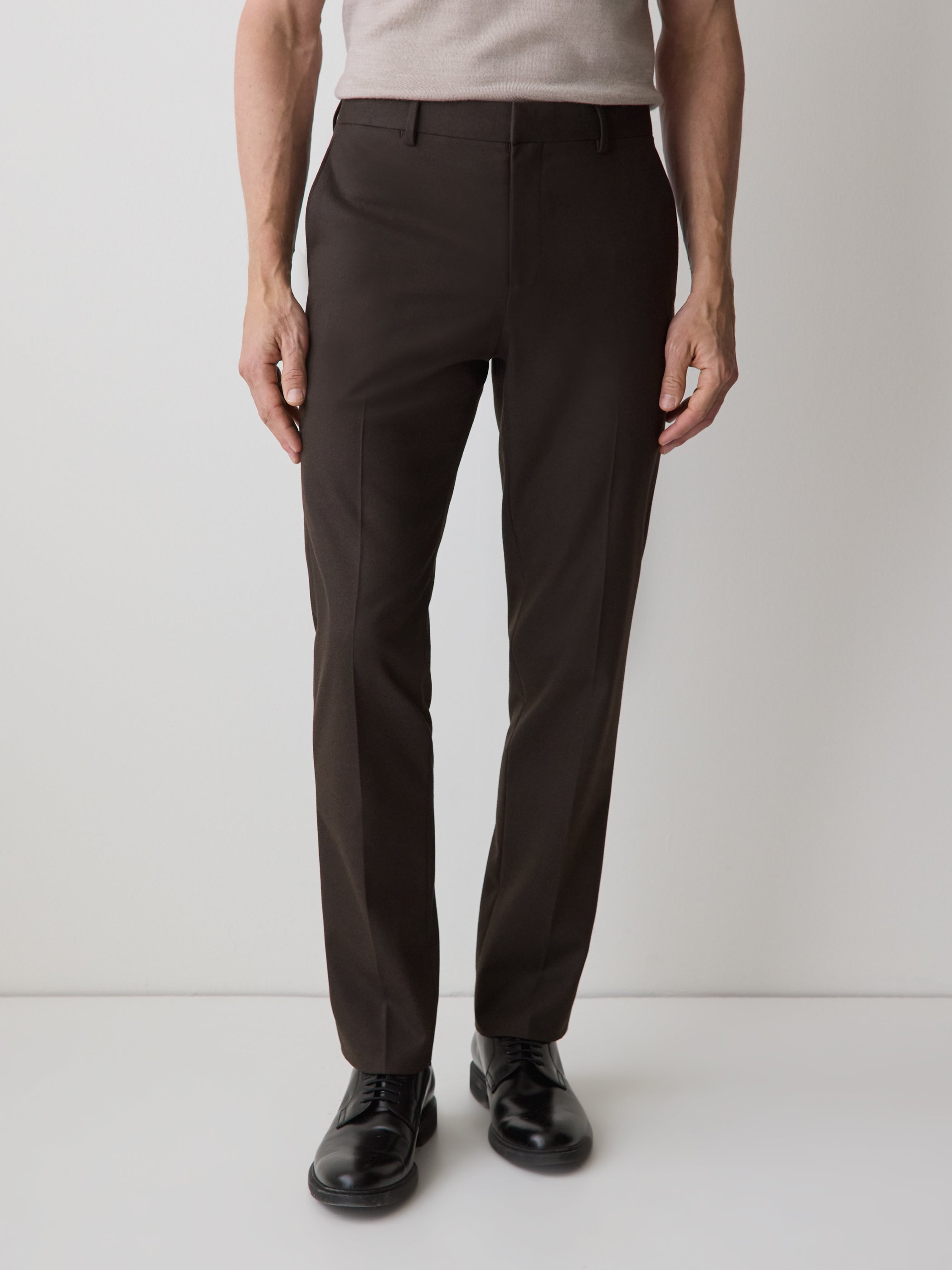 Slim Fit Dark Brown Brushed Twill Pant