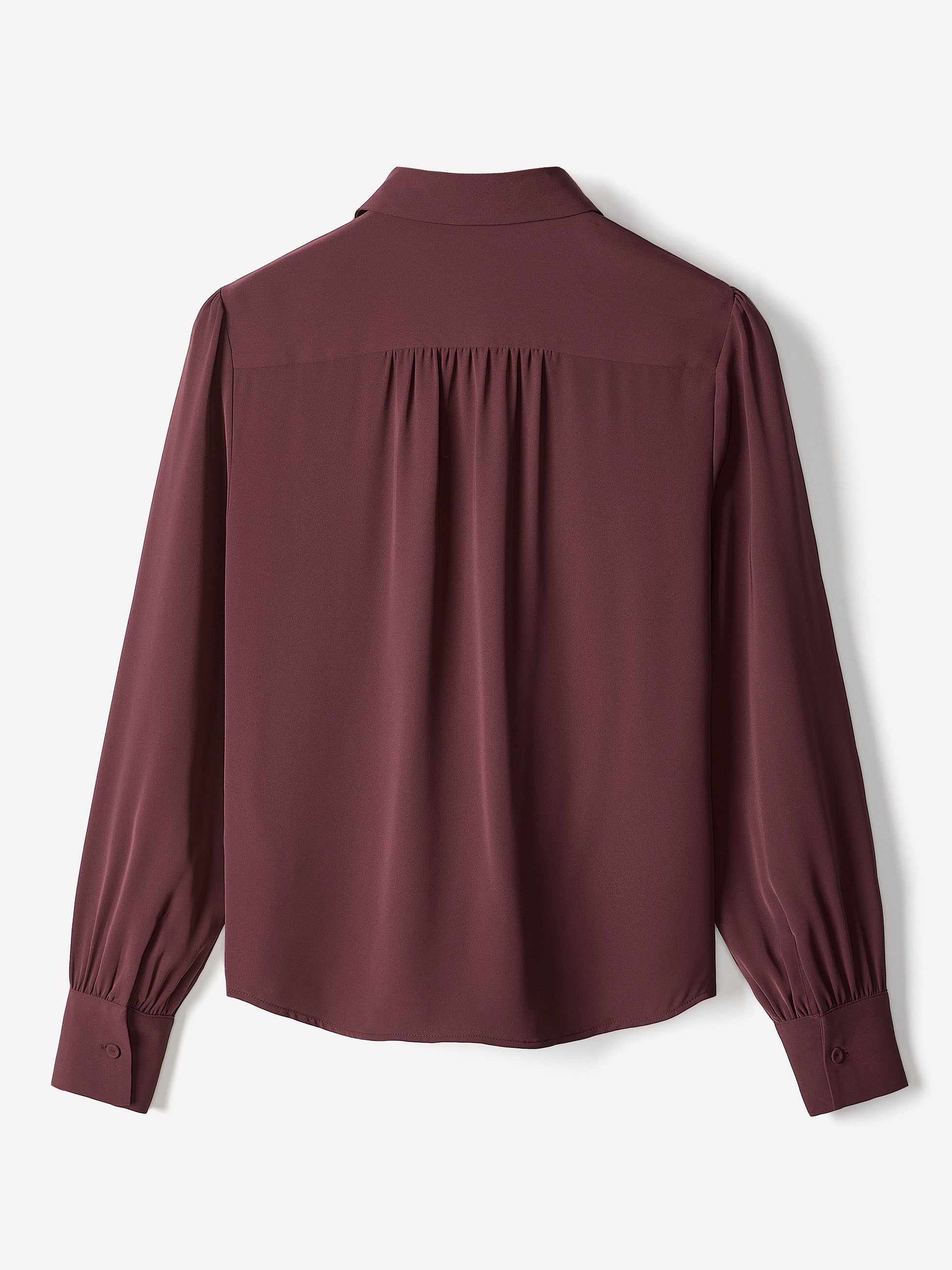 Silky Crepe Long-Sleeve Buttoned-Down Blouse