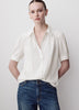 Silky Crepe Short-Sleeve Buttoned-Down Blouse