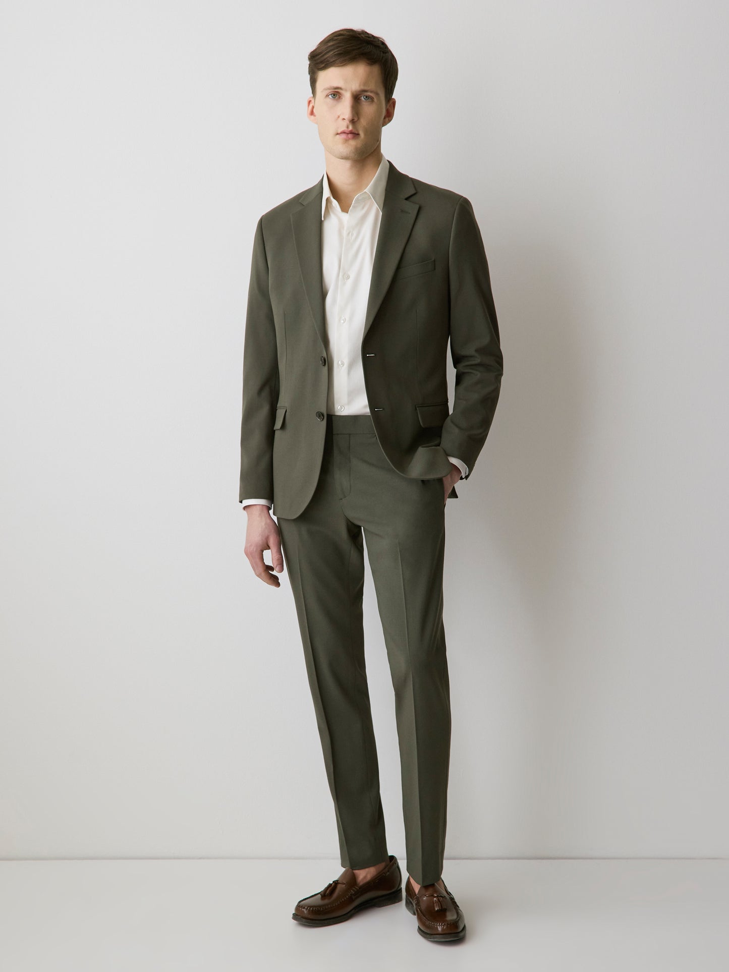 Slim-Fit Dark Green Suit Pant