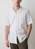 Striped Short-Sleeve Textured Shirt with Camp Collar