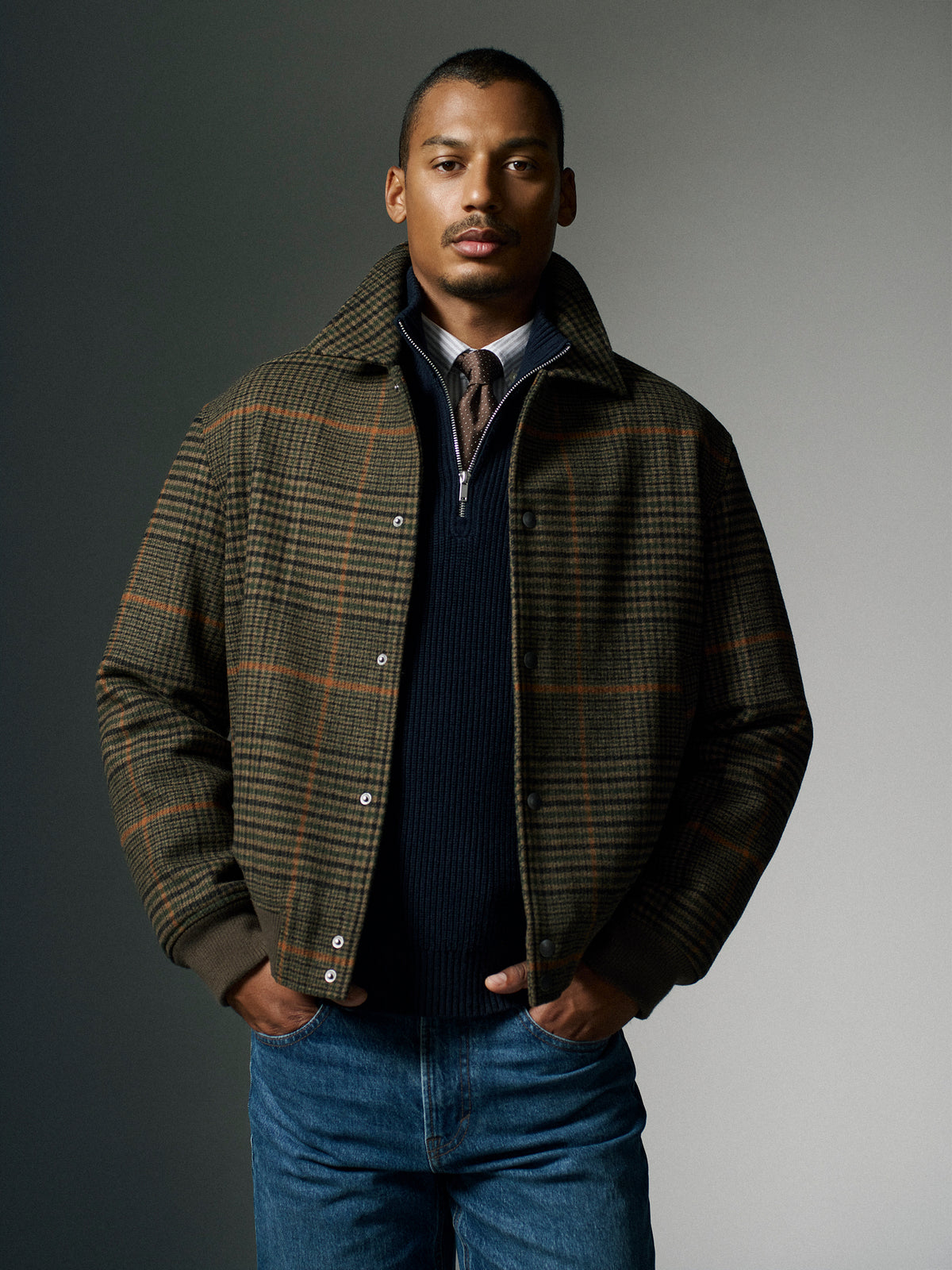 Plaid Wool-Blend Jacket