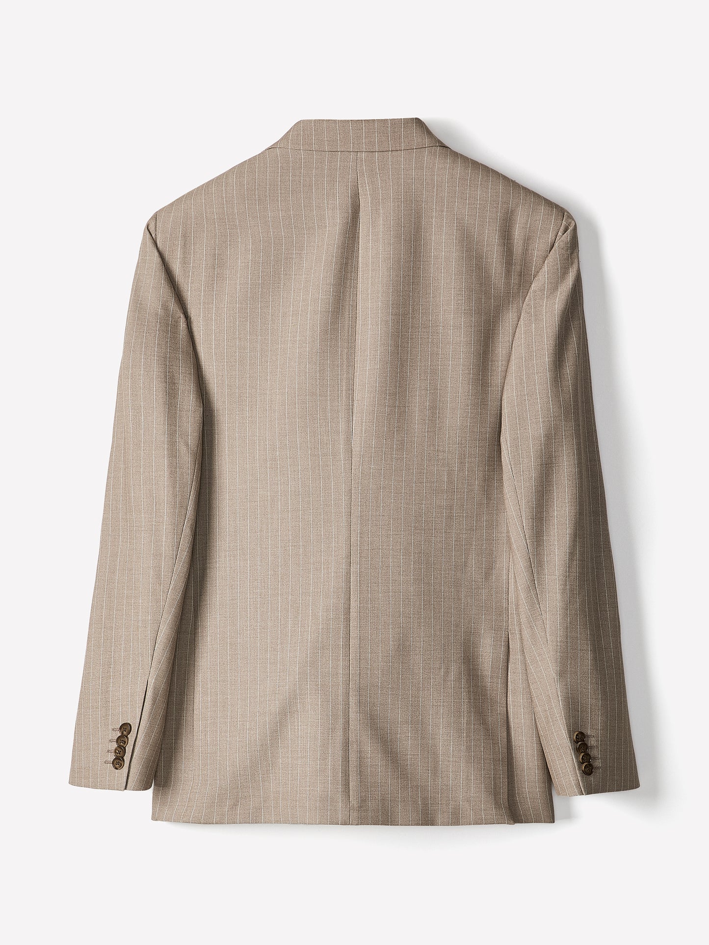 Woven Double Breasted Taupe Pinstripe Blazer