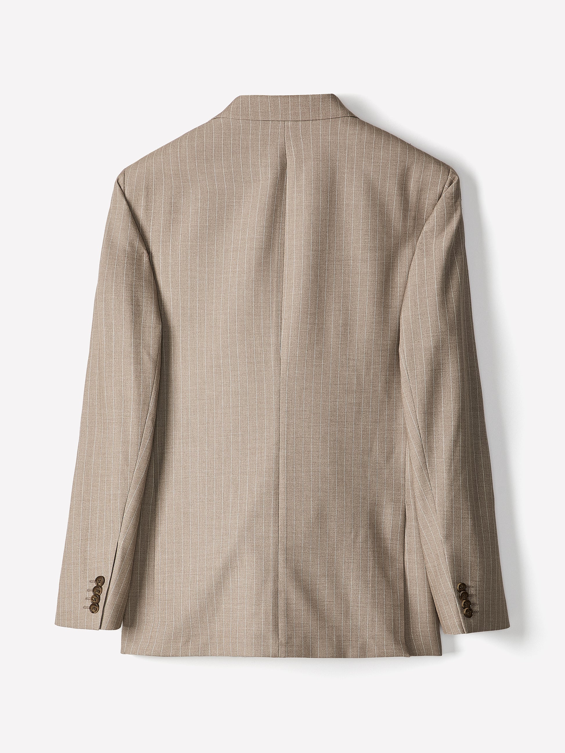 Woven Double Breasted Taupe Pinstripe Blazer