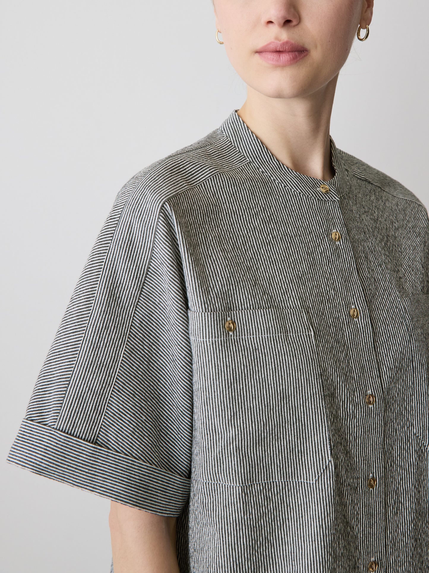Woven Seersucker Button-Down Shirt