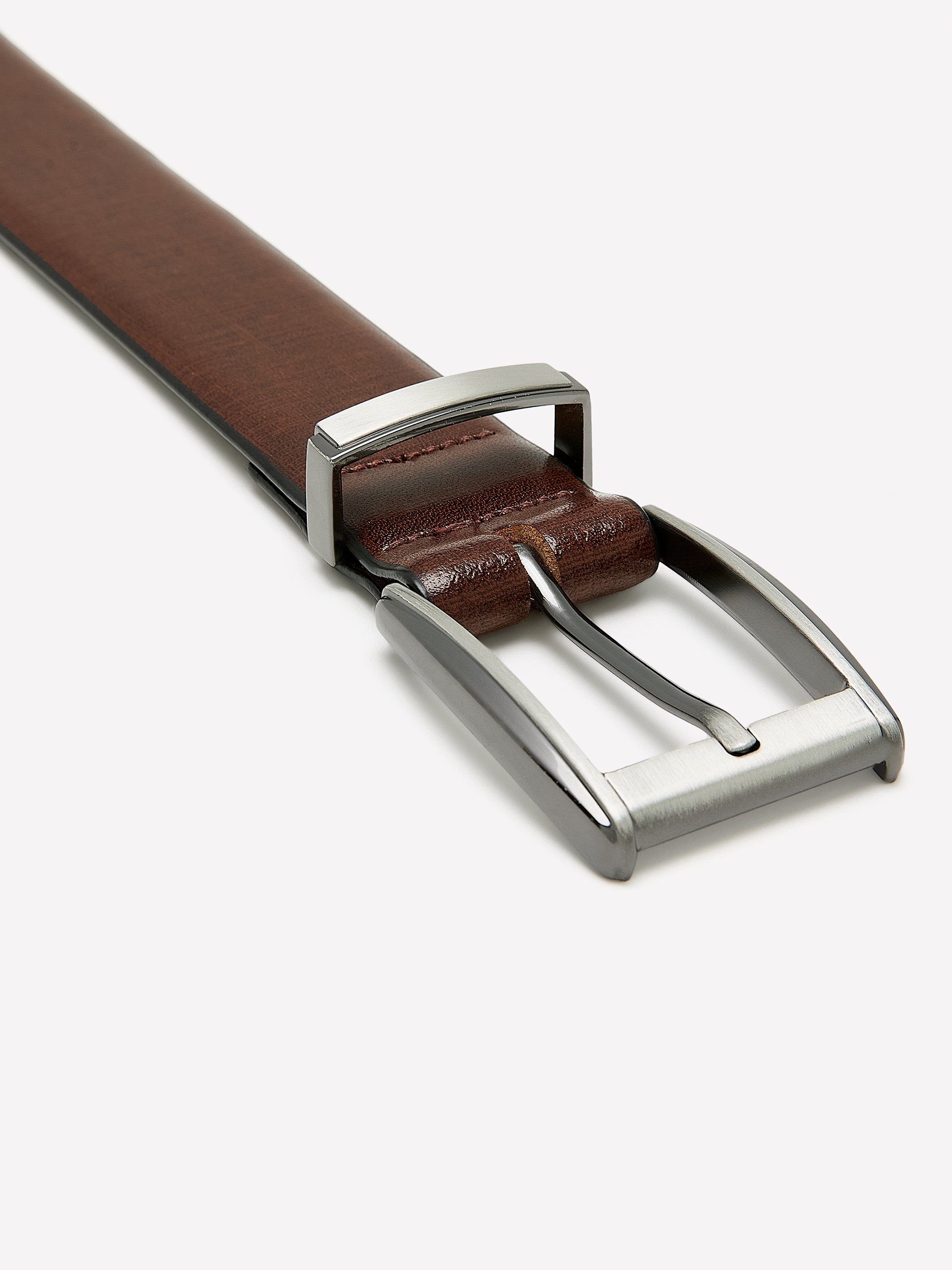 Textured Brown Leather Belt