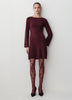 Knit Boat Neck A-Line Mini Dress