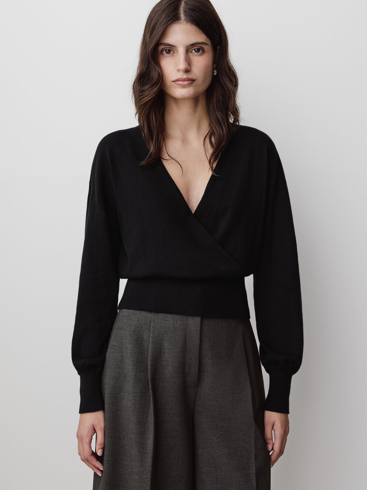 Crossover Pull Cotton Blend Sweater