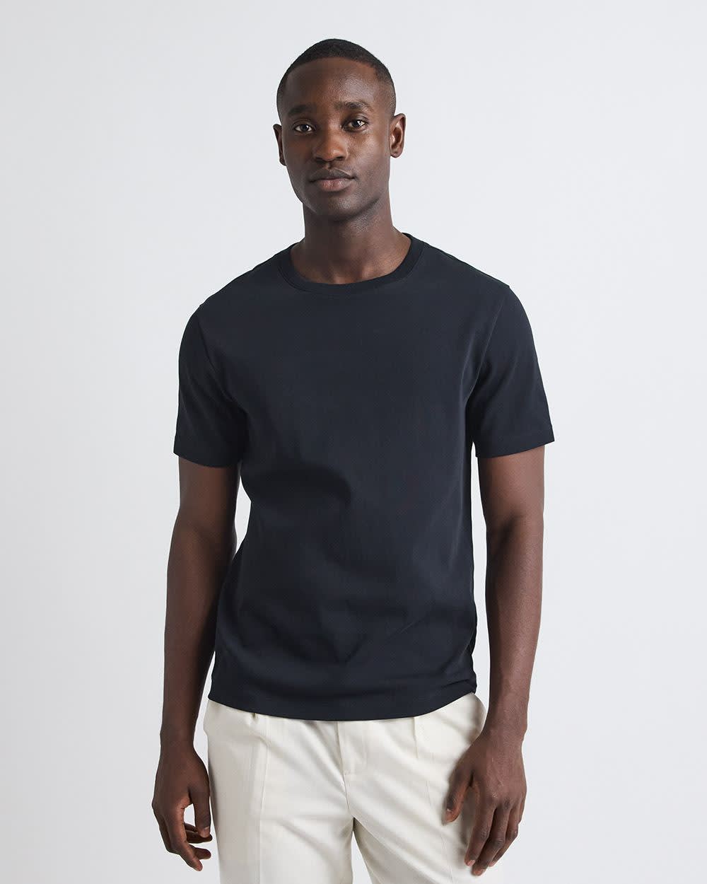 Refined Solid Interlock Cotton Crew-Neck Tee