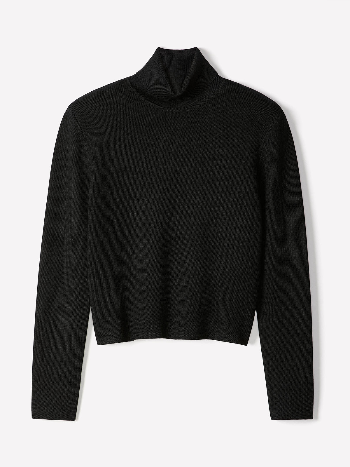 Long-Sleeve Turtleneck Sweater with Removable Shoulder Pads