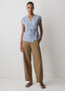 Woven Linen Blend Blouse Extended Sleeve