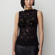 Sleeveless Boat-Neck Lace Top
