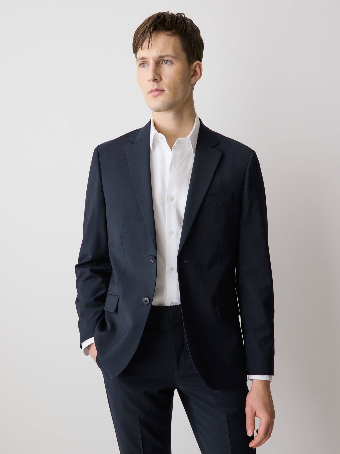 Slim Fit Navy Wool Suit Blazer