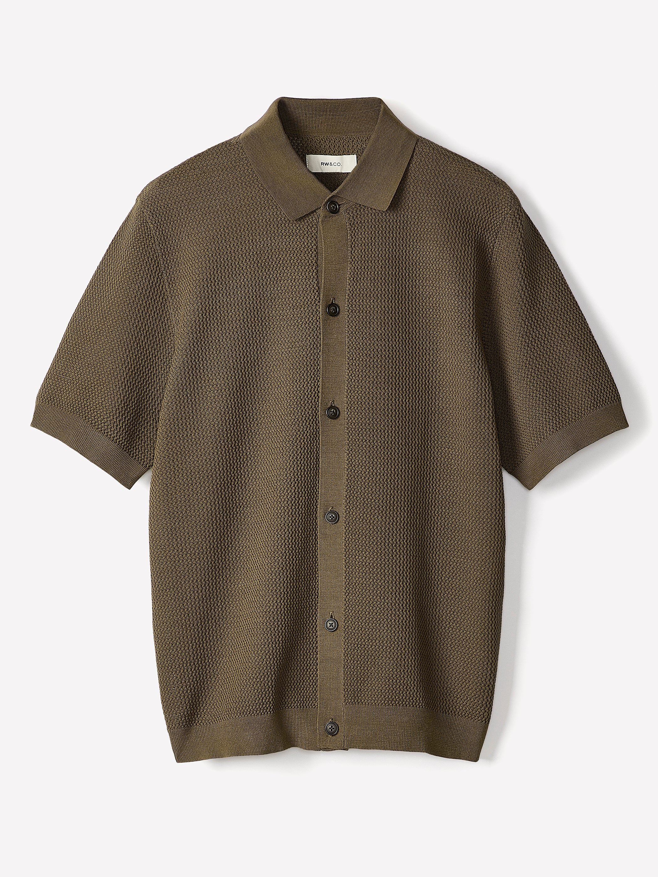 Short-Sleeve Textured Shirt Sweater